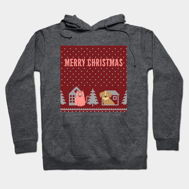 MERRY CHRISTMAS CUTE CAT DOG Hoodie by O.M design